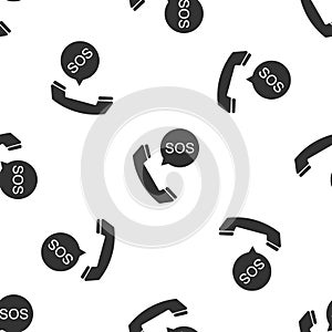 SOS call icon seamless pattern on white background. 911, emergency, help, warning, alarm