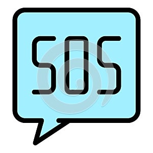 Sos chat icon color outline vector