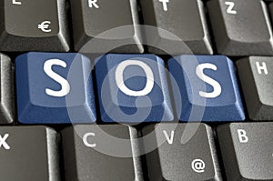 SOS on computer keyboard