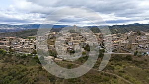 aerial view of the medieval town of Sos del Rey CatÃ³lico in Aragon, Spain. photo