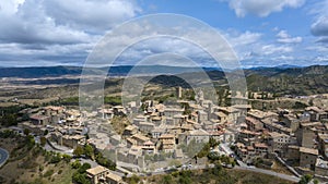 aerial view of the medieval town of Sos del Rey CatÃ³lico in Aragon, Spain. photo