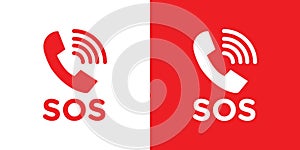 SOS Emergency icon logo set vector