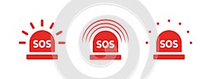 SOS Emergency icons set. Flashing SOS icon. Vector scalable graphics