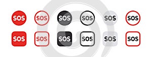 SOS Emergency icons set. SOS help service signs. Vector scalable graphics