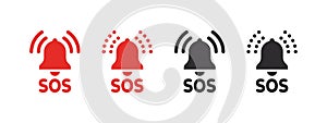 SOS Emergency icons. SOS bell icons. Help service sign. Vector scalable graphics