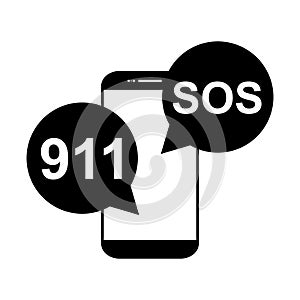 SOS help icon, safety support alert flat design, save vector illustration
