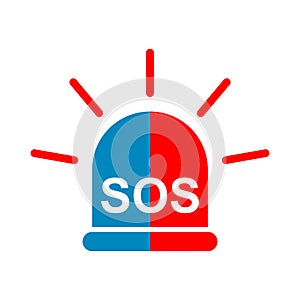 SOS help icon, safety support alert flat design, save vector illustration