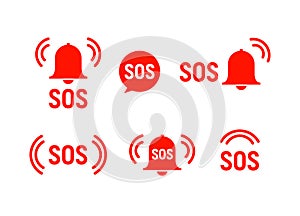 Sos icon emergency alarm button. SOS sign symbol lifebuoy rescue isolated marker