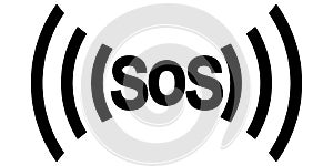 SOS icon international distress signal, vector symbol of distress and requests help, SOS save from death photo