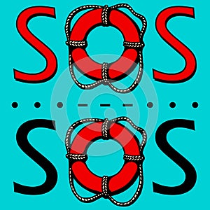 SOS. The international distress signal in telegraphy using Morse code.