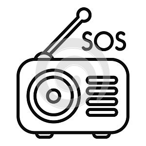 Sos radio signal icon outline vector. Danger rescue