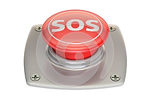 SOS red button, 3D rendering