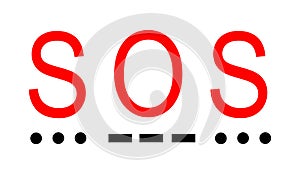 SOS request for help Morse code alphabet font vector illustration isolated on white