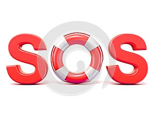 SOS sign, with lifebuoys. 3D render