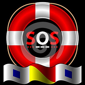 SOS symbol with lifebelt