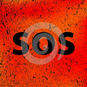 SOS text. Marble colored wall.Vector Illustration. Abstract stone orange-black background.