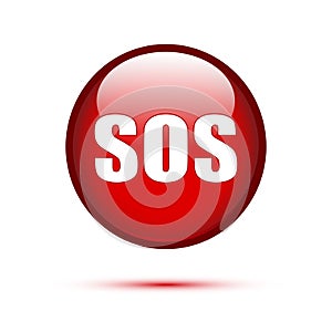 SOS text on red button