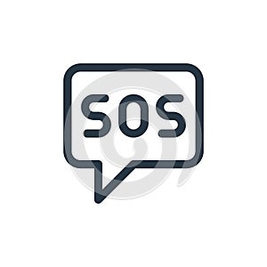 sos vector icon isolated on white background. Outline, thin line sos icon for website design and mobile, app development. Thin