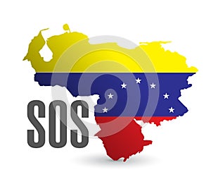 Sos venezuela map illustration design