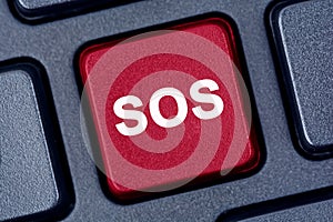 SOS word on keyboard