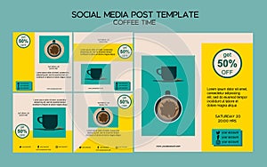 Sosial media post template coffee mug and promosi