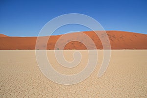Sossusvlei Salt Pan Desert Landscape with Dune, Namibia
