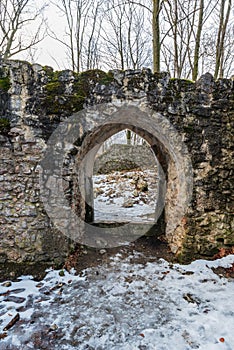 Sostyn castle ruins above Koprivnice town in Czech republic photo