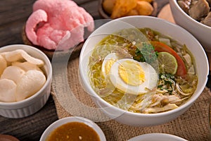 Soto ayam, chicken soup with curry