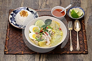 Soto Ayam, an Indonesian chicken noodle soup