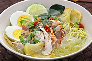 Soto Ayam, an Indonesian chicken noodle soup