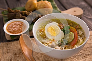 Soto ayam. shreedded chicken soup