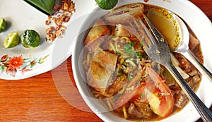 Soto mie, a popular typical Bogor soup dish. photo