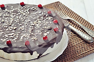 Souffle cake with chocolate icing