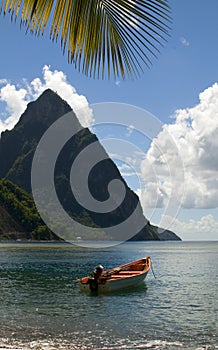 Soufriere st. lucia piton peaks fishing boat