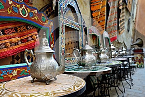 Souk bazaar in the Moroccan old town - Medina
