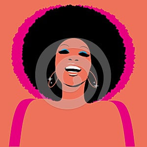 Soul Party Time. Soul, funk, jazz or disco music poster. Beautiful African American woman singing