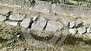 Soultz-Haut-Rhin, France - October 10 2023: Dwindling Waters: The Rimbach Streambed of Soultz-Haut-Rhin in Alsace's Embrace