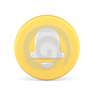 Sound alert notification ring bell circle yellow button signal reminder 3d icon realistic vector