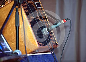 Sound amplifying equipment on concert stage