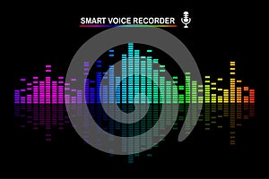 Sound audio wave from equalizer. Music frequency in color spectrum. Vector flat design