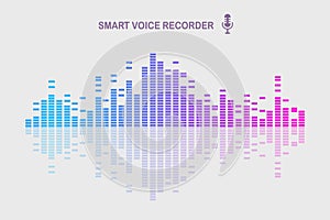 Sound audio wave from equalizer. Music frequency in color spectrum. Vector flat design