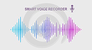 Sound audio wave from equalizer. Music frequency in color spectrum. Vector flat design