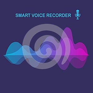 Sound audio wave from equalizer. Music frequency in color spectrum. Vector flat design