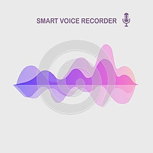 Sound audio wave from equalizer. Music frequency in color spectrum. Vector flat design