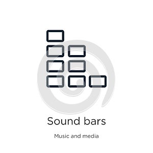 Sound bars icon. Thin linear sound bars outline icon isolated on white background from music collection. Line vector sign, symbol