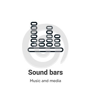 Sound bars outline vector icon. Thin line black sound bars icon, flat vector simple element illustration from editable music
