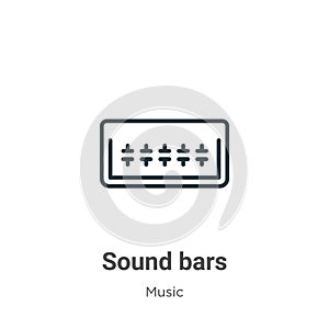 Sound bars outline vector icon. Thin line black sound bars icon, flat vector simple element illustration from editable music