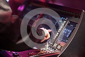 sound board operator controls mixing console