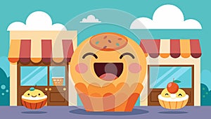 The sound of cheerful laughter fills the cozy bakery as the group playfully teases each other.. Vector illustration.