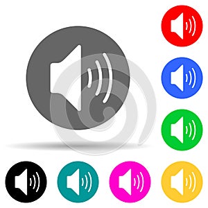 sound in a circle multi color style icon. Simple thin line, outline vector of web icons for ui and ux, website or mobile